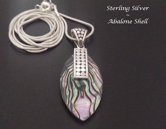 Necklace Pendant Sterling Silver with Abalone Shell - Click Image to Close